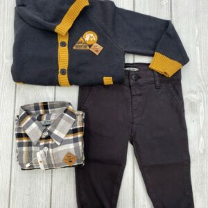 CARDIGAN GRIGIO E GIALLO DR KID - immagine 2