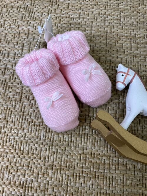 BABBUCCE ROSA FIOCCO VELLUTO BEBE DI ALMY Alma Baby Abbigliamento Bimbi da 0 a 4 anni
