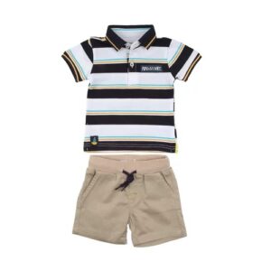COMPLETO POLO E SHORTS BEIGE BABYBOL