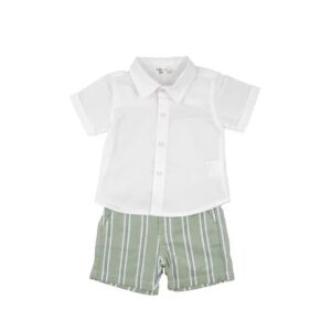 COMPLETO SHORTS VERDE E CAMICIA BABYBOL