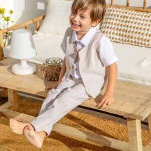 COMPLETO 3 PEZZI CON GILET BEIGE BABYBOL