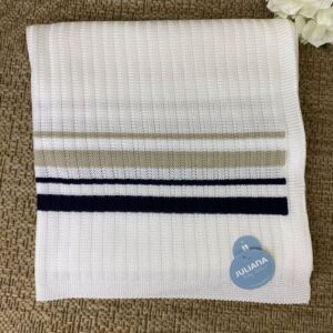 COPERTA BIANCA RIGHE BLU JULIANA