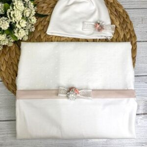 COPERTA BIANCA CON FIORE NINNAOH