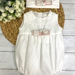 PAGLIACCETTO BIANCO CON FIORE ROSA NINNAOH