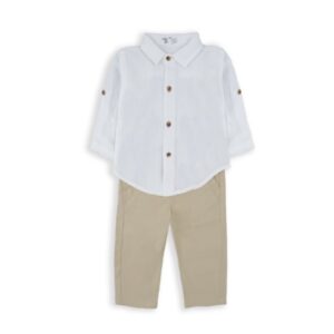 COMPLETO BEIGE CON CAMICIA BABYBOL