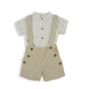 SALOPETTE BEIGE CON CAMICIA BABYBOL