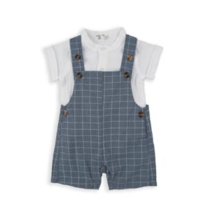 SALOPETTE BLU CON CAMICIA BABYBOL