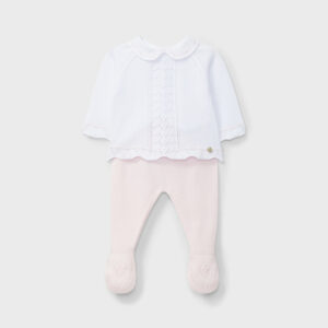 COMPLETO NASCITA IN FILO ROSA E BIANCO DR KID