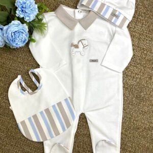 TUTINA JERSEY BIANCO RIGHE CELESTE NINNAOH - immagine 2