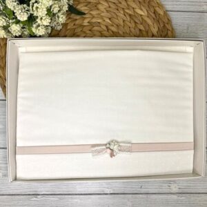 LENZUOLO BIANCO FIORE ROSA NINNAOH - immagine 2