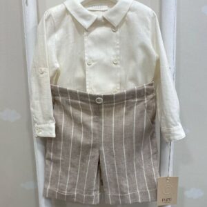 COMPLETO LINO BEIGE E RIGHE PURE F.